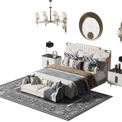 美式简约双人床组合