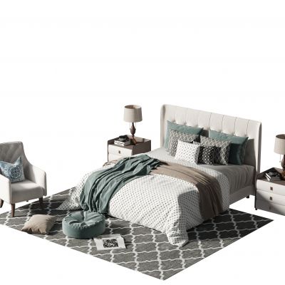 美式简约双人床组合