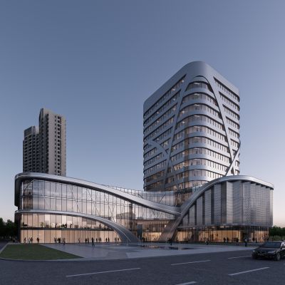 商业综合体透视夜景