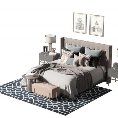 简美双人床组合