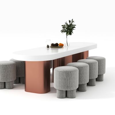 现代休闲长条桌椅组合