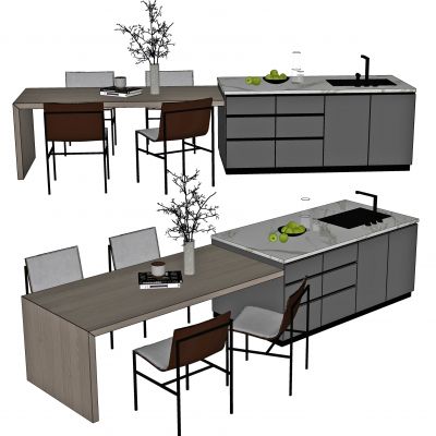 现代中岛台，中岛，餐桌，餐椅，摆件，中岛餐桌，异形餐桌，布椅，吧台，吧椅