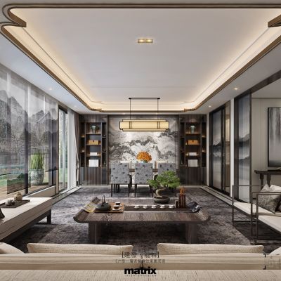 建发龙岩玺院E户型别墅样板房施工图效果图