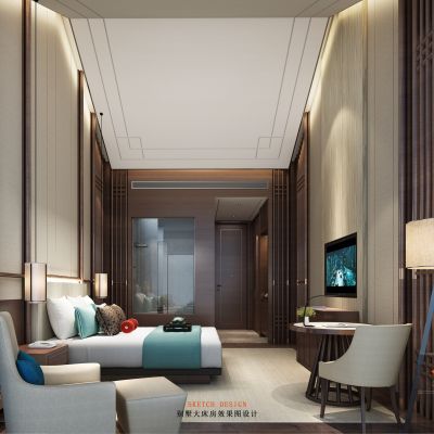 大熊山酒店宾馆别墅装饰装修工程施工图效果图