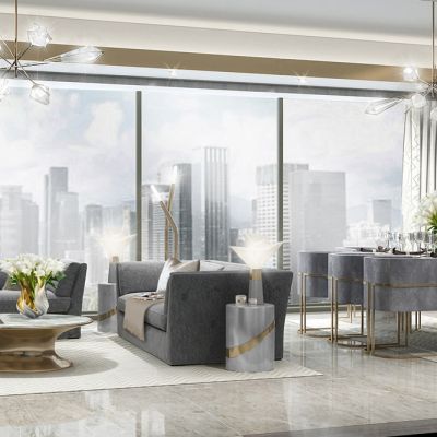 杭州凤起潮鸣188大平层样板间施工图设计方案效果图