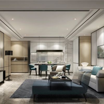 天津融创鞍山道项目A5户型样板间施工图效果图软装方案