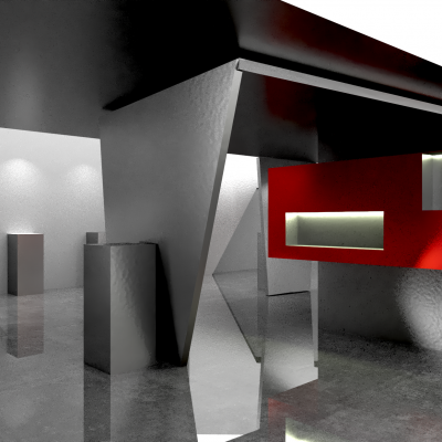 现代简约艺术展厅3D模型