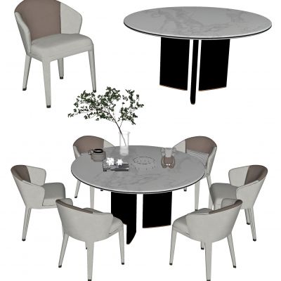 现代圆形餐桌椅组合，圆形餐桌，单椅，餐椅，布艺餐椅，餐椅，洽谈桌，洽谈椅