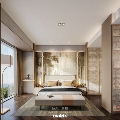 重庆金地两岸风华洋房样板房施工图效果图SU模型物料实景