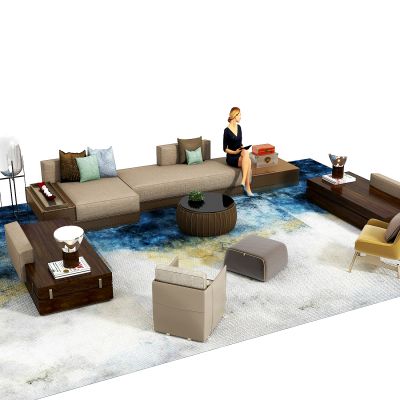 新中式沙发茶几组合