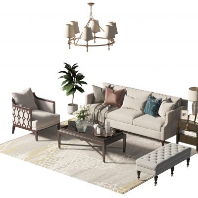 美式沙发茶几组合