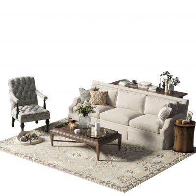美式沙发茶几组合