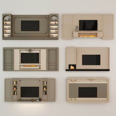 轻法式奶油风电视背景墙