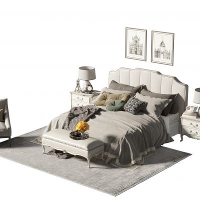 美式简约双人床组合