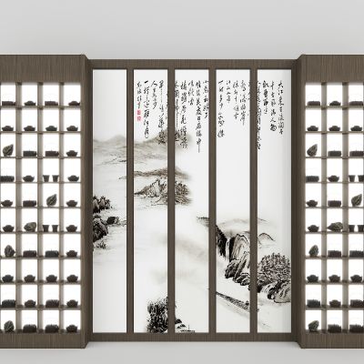 新中式茶架及背景