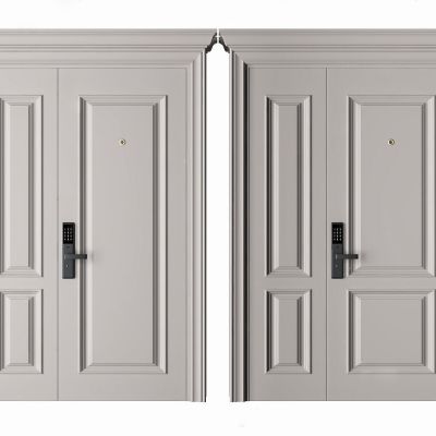美式子母门 入户门 白色大门