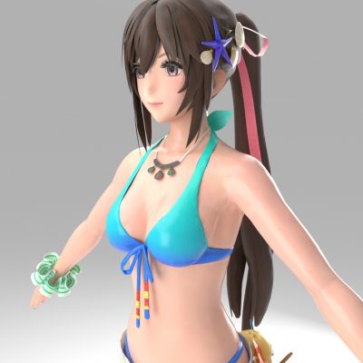 二次元泳裝小姐姐美女3d模型