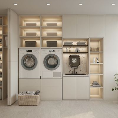 现代洗衣机柜