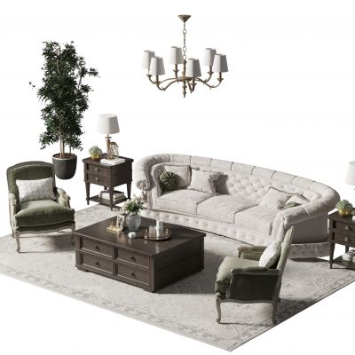 美式沙发茶几组合