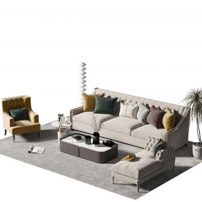 美式沙发茶几组合