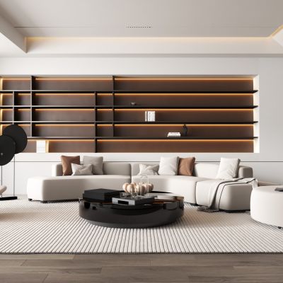 现代风格的客厅，沙发，茶几