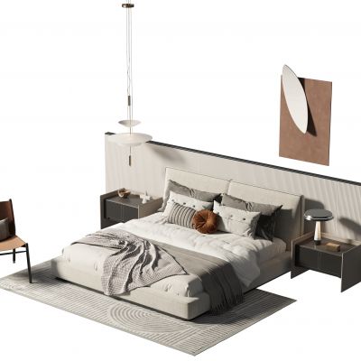 现代双人床组合