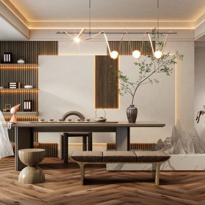 灯带悬浮顶会客室