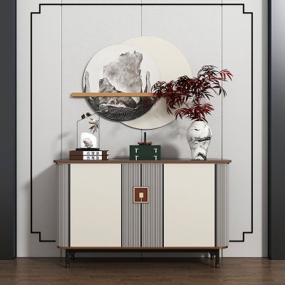 新中式玄关边柜_饰品_摆件_墙饰