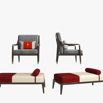 新中式休闲椅组合