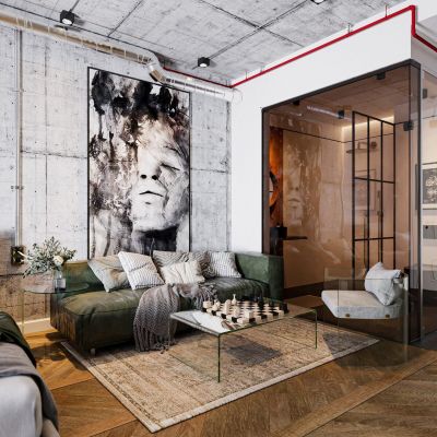 现代轻奢客餐厅，厨房，卧室