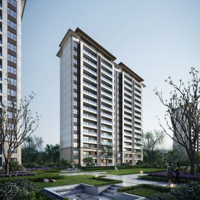 中式高层住宅单体场景