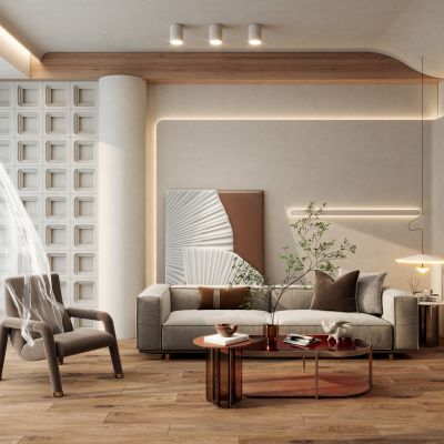 奶油风诧寂风客厅