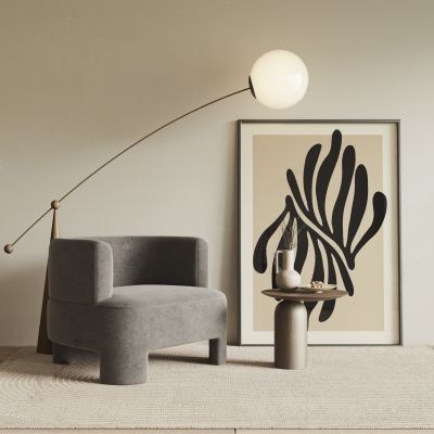 侘寂风单人沙发_边几