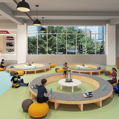 军事教育基地展厅，军事装备，亲子娱乐区