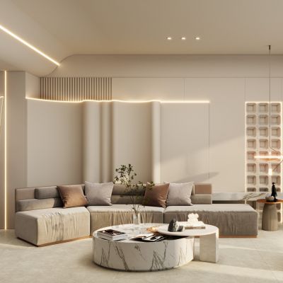 极简奶油诧寂风客厅