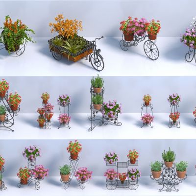 欧式铁艺花架盆栽