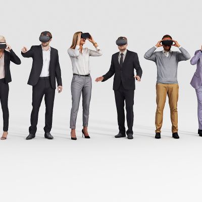头戴VR设备人物