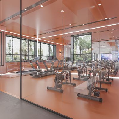 现代休闲会所，健身房