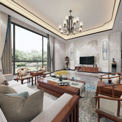 新中式别墅客厅