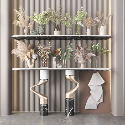 现代花瓶花卉3D模型