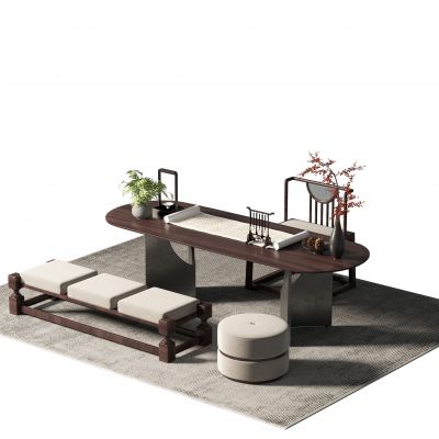 新中式书桌椅组合