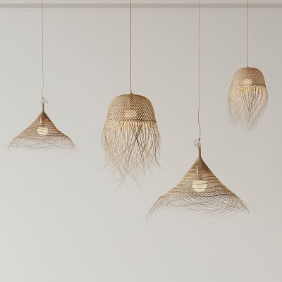 侘寂风藤编吊灯