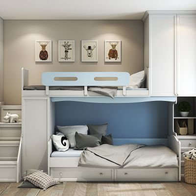 简欧儿童实木上下床