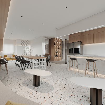 现代办公室茶水间休息区