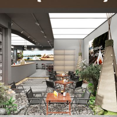 现代露营风咖啡店