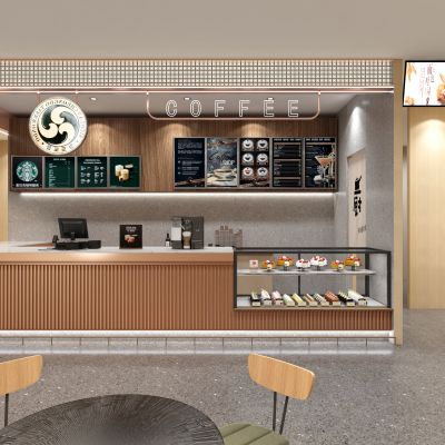 现代轻奢咖啡店吧台