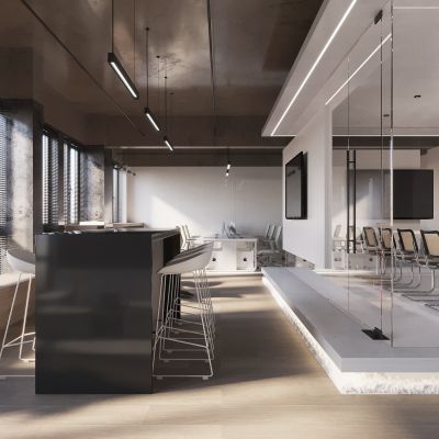 现代公共办公区会议室3D模型