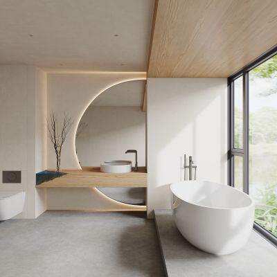 现代原木色卫生间