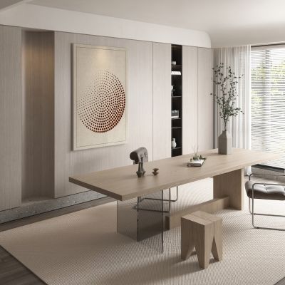 现代原木色书房