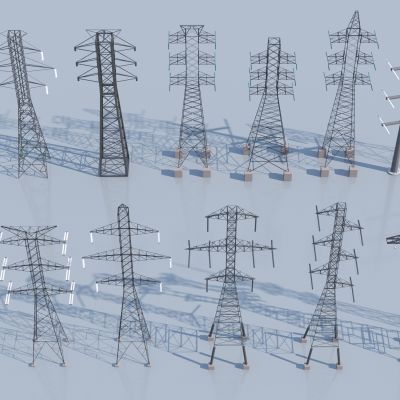 现代高压电塔组合